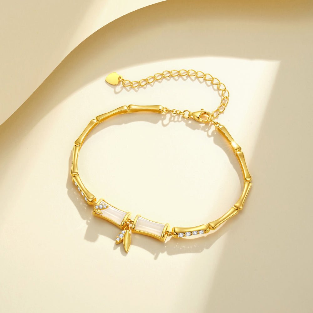 S925 Silver Hetian Jade Bamboo Bracelet