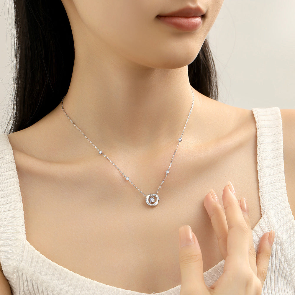 S925 Silver Zircon Mobius Loop Bubble Necklace