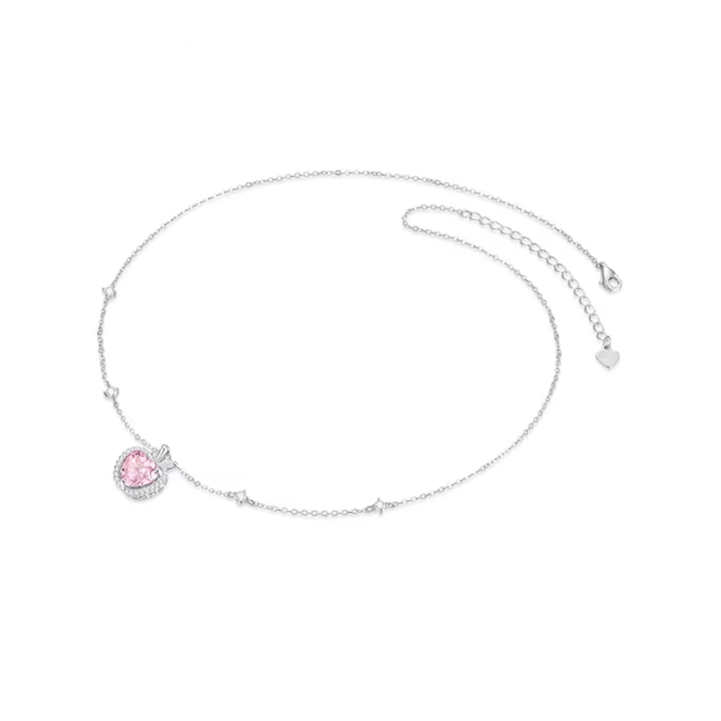 S925 Silver Zircon Pink Apple Necklace