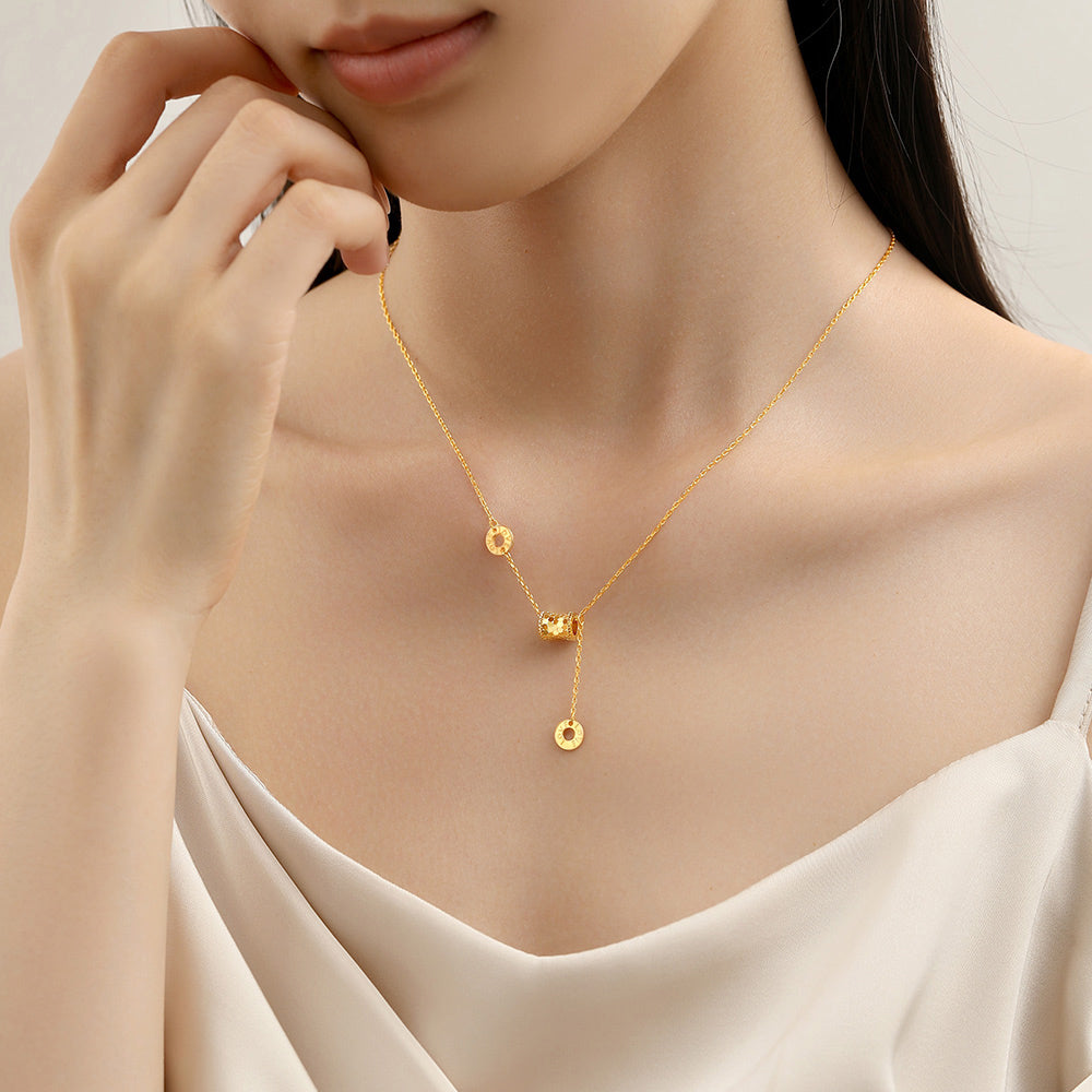 S925 Silver Golden Small Waist Barrel Necklace