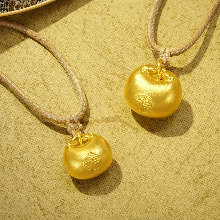 24K Gold full lucky PANG FU Money Bag Necklace