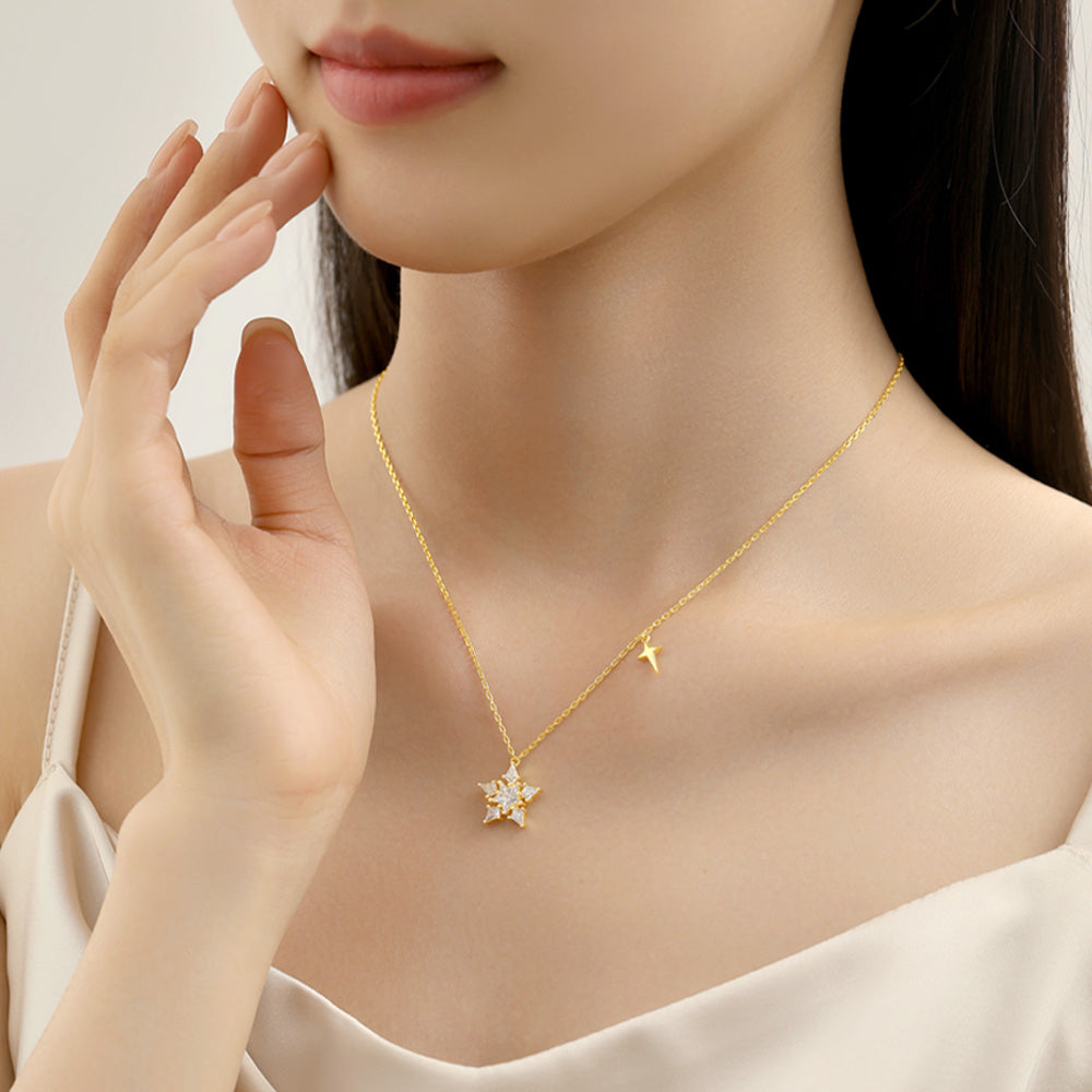 S925 Silver Zircon Lucky Star Necklace