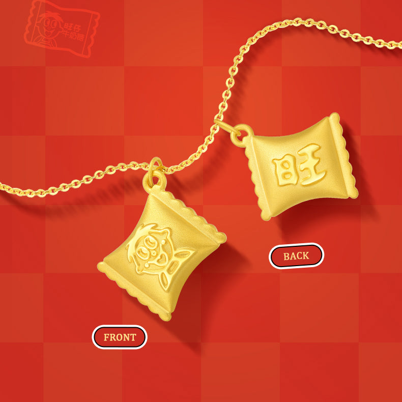 Want Want Co-branded Series 24K Gold Wangzai Milk Candy Pendant