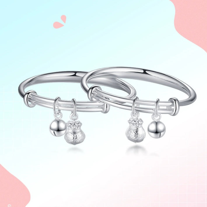 S990 Silver Healthy Growth Blessing Baby Child Bangles
