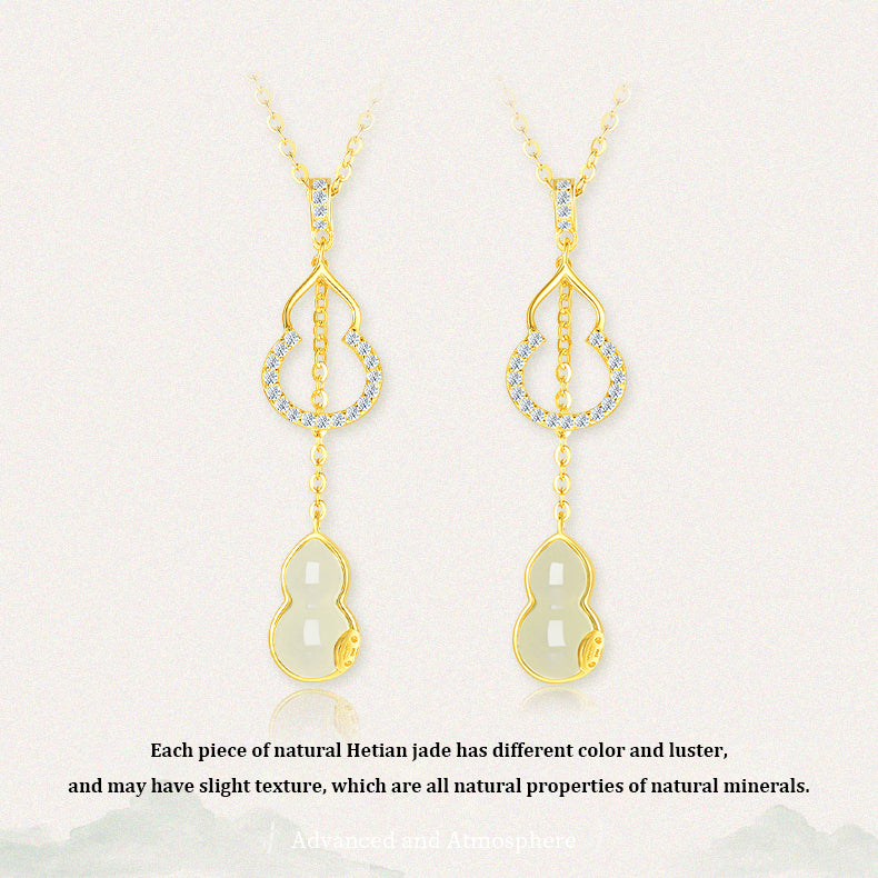 S925 Silver Hetian Jade Gourd Necklace