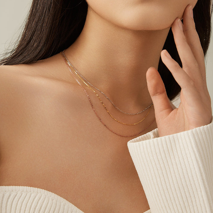 18K Gold Trace Chain Basic Necklace