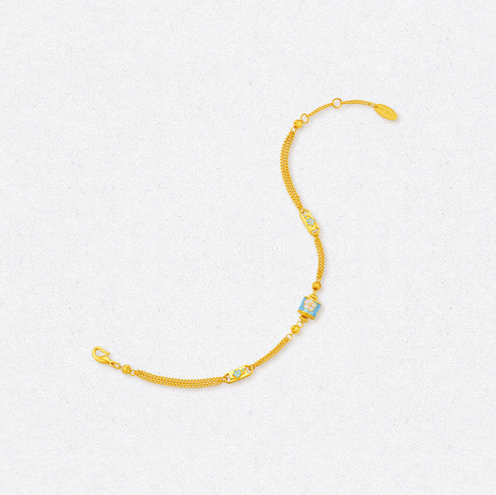 Blazing Van Gogh Series 24K Gold Almond Blossom Double Layer Bracelet