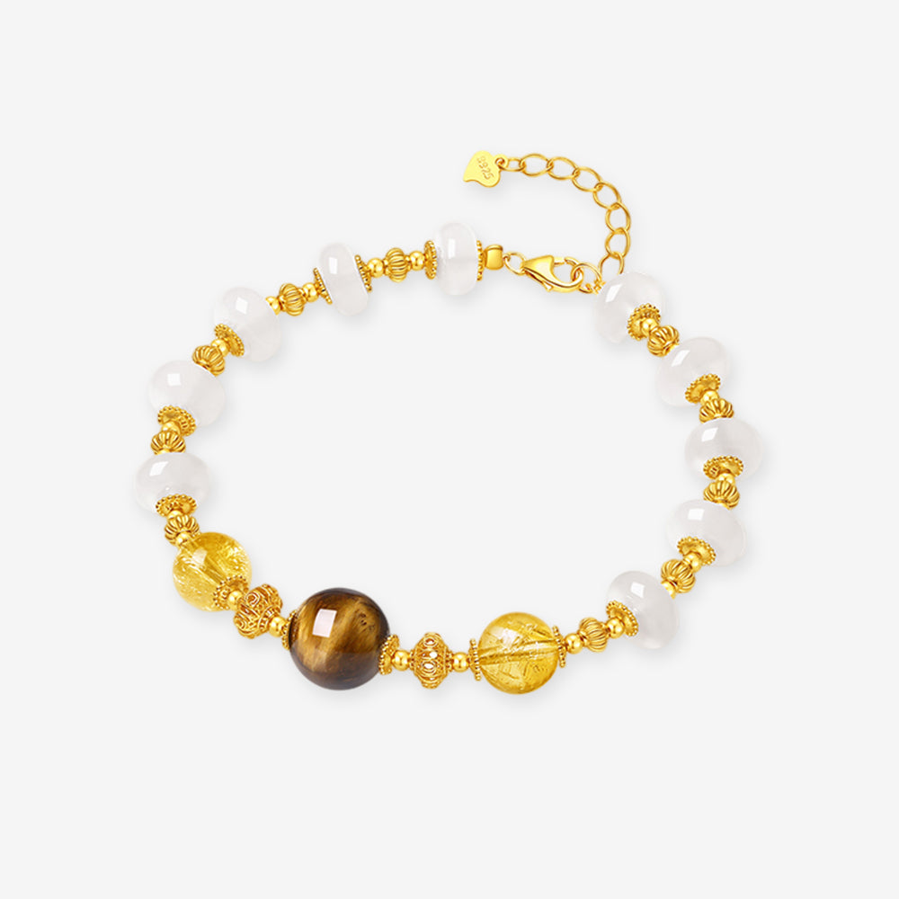 S925 Silver Energy Five Elements Natural Crystal Chalcedony Beaded Bracelet