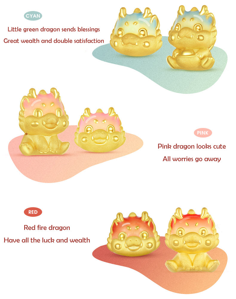 First · Chinese Zodiac Series 24K Gold Color Enamel Jelly Dragon Charm