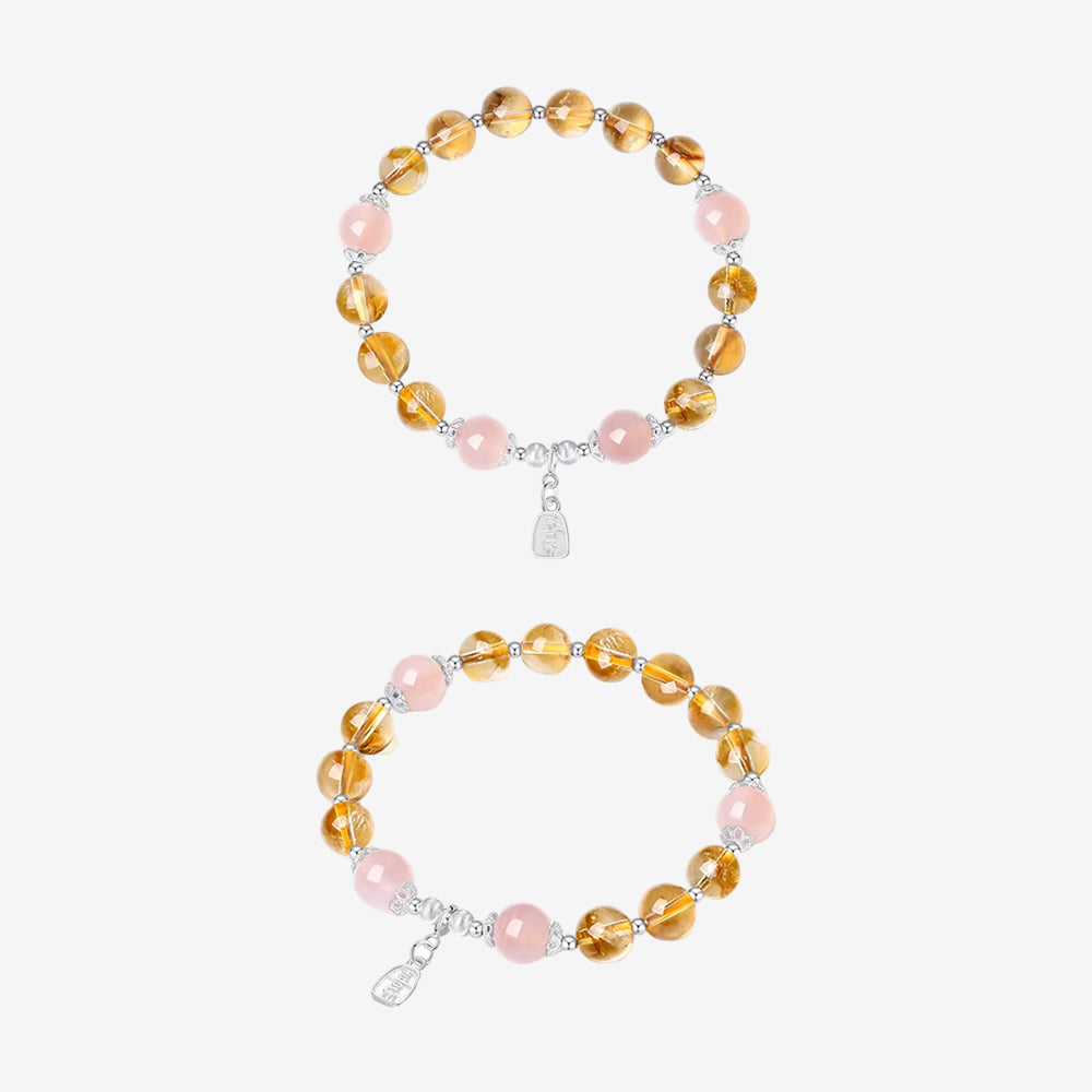 S925 Silver Joy Natural Crystal Agate Beaded Bracelet