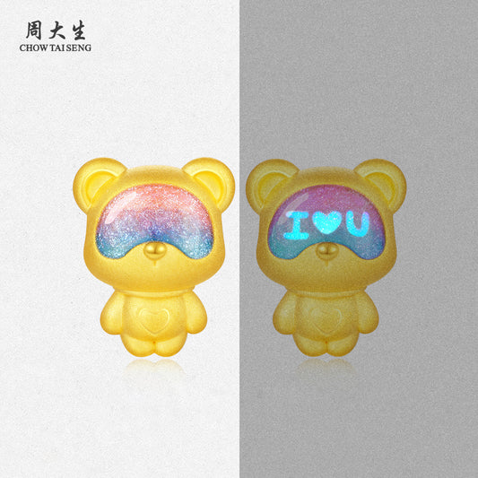 First Series 24K Gold Secret Words Luminous Enamel Sweet Bear Charm