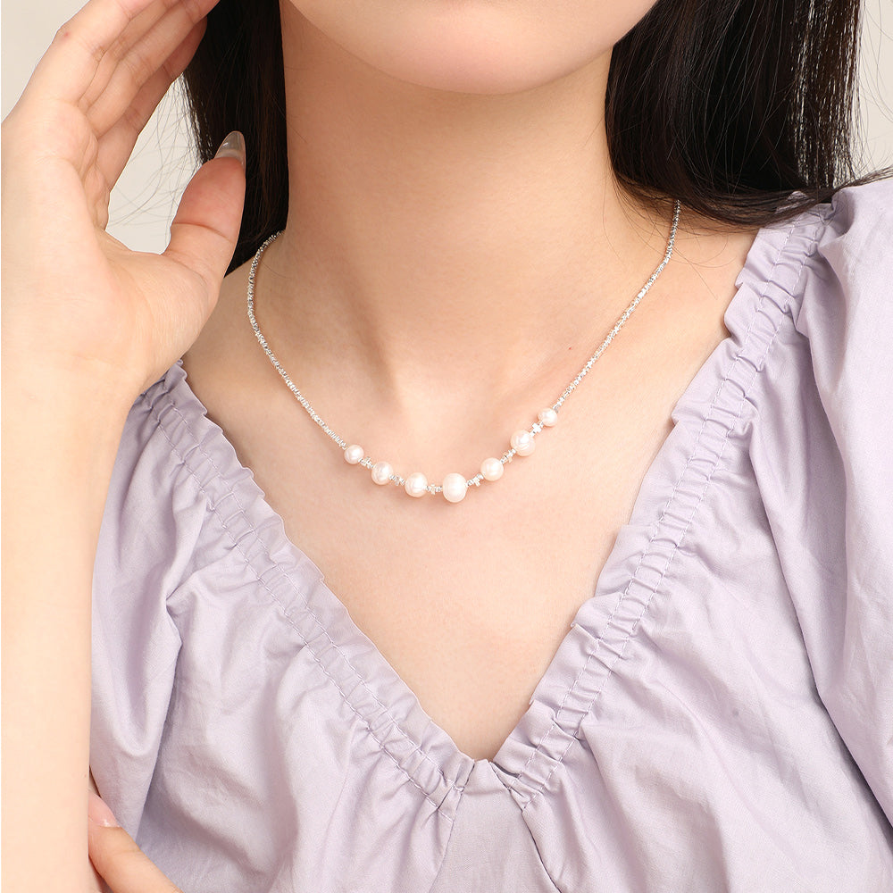 S925 Silver Cubes Pearl Jewelry Set