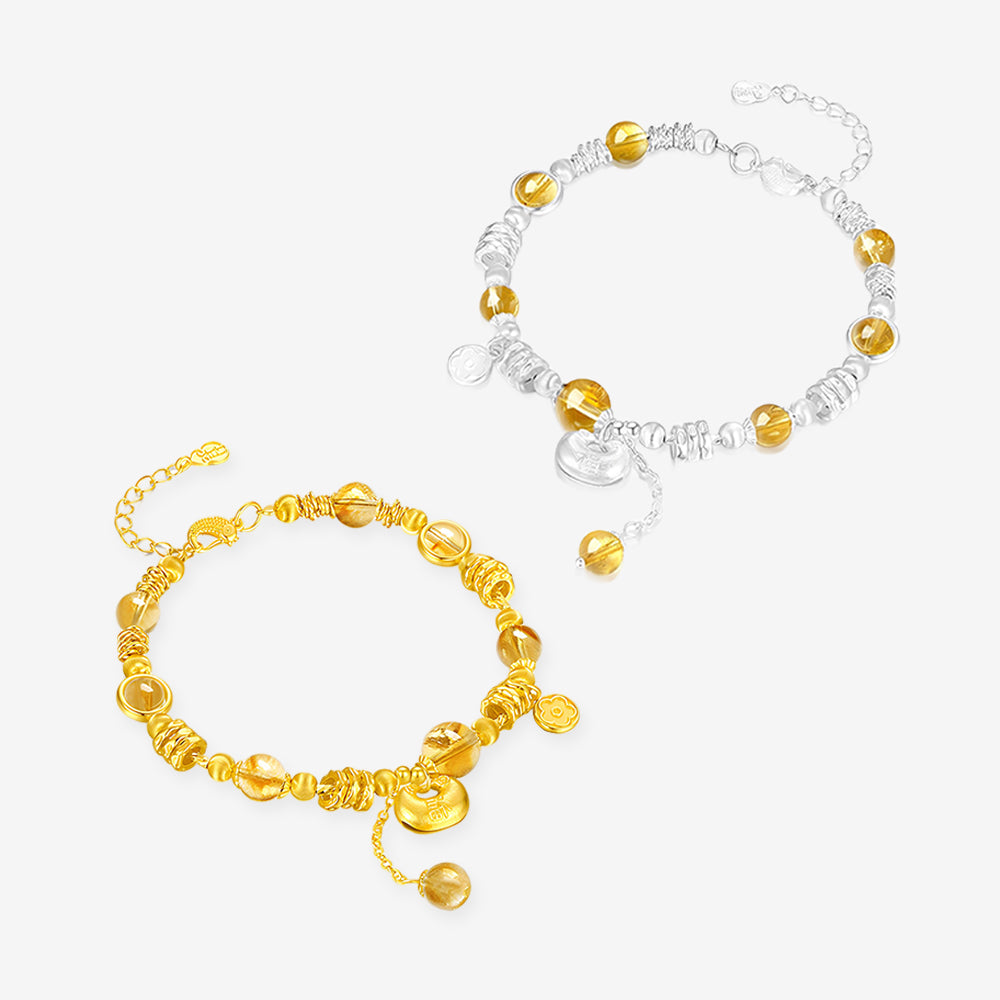 S925 Silver Yellow Crystal Lucky Bag Bracelet