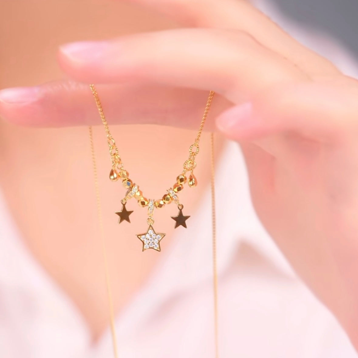 S925 Silver Zircon Wishing Star Necklace