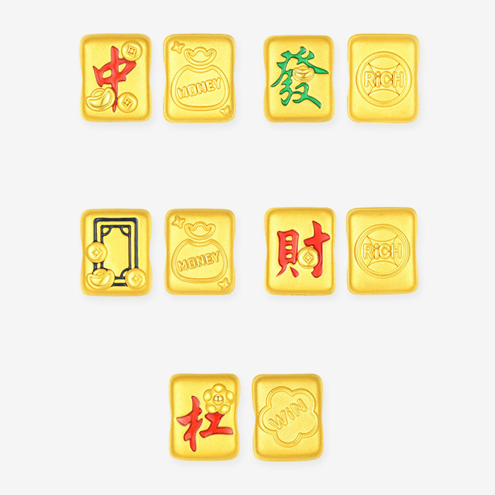 24K Gold Blessing Mahjong Majiang Charm