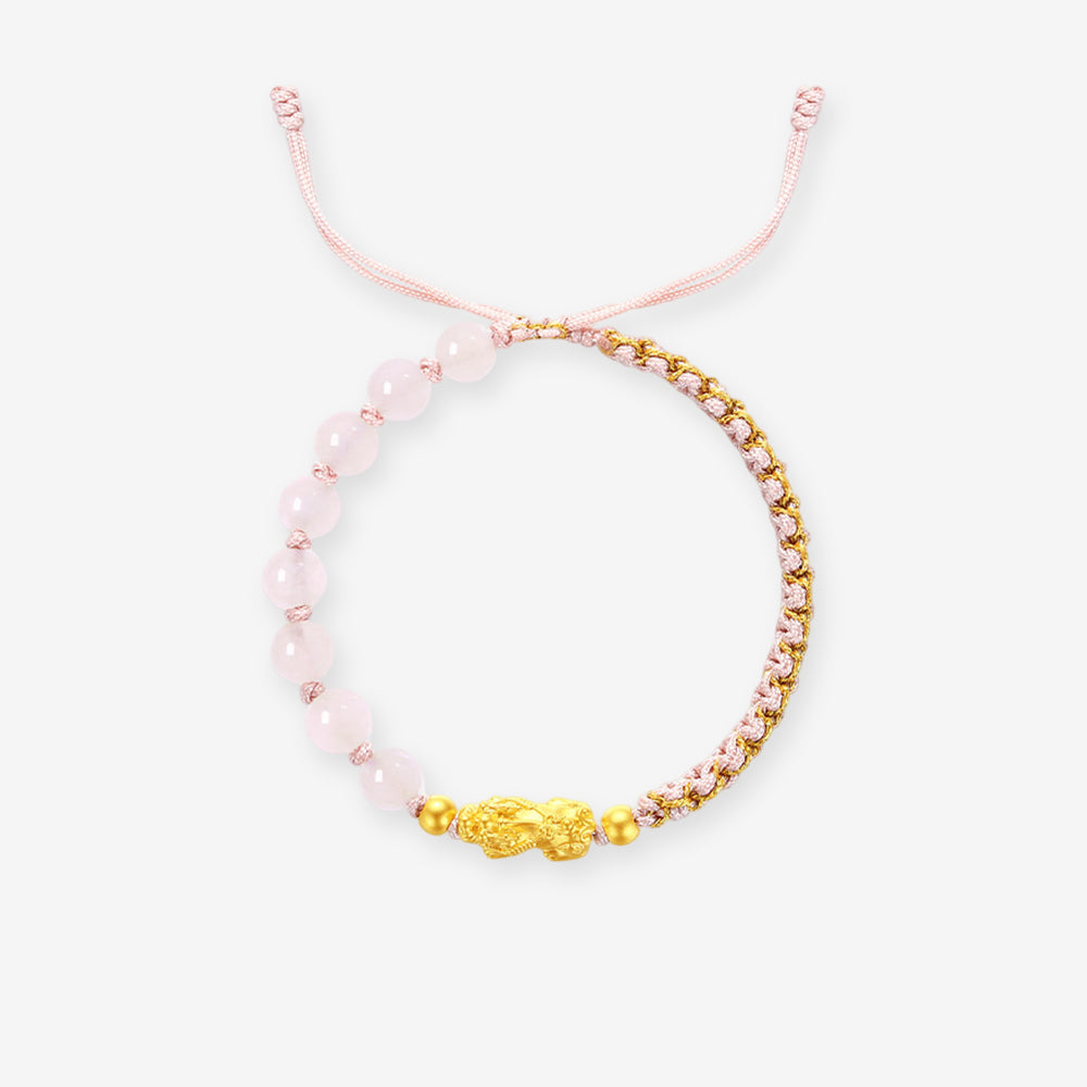 24K Gold Crystal Agate Pixiu Couple Bracelets