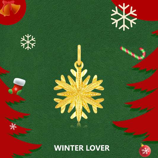 24K Gold Christmas Snowflake Pendant Earrings