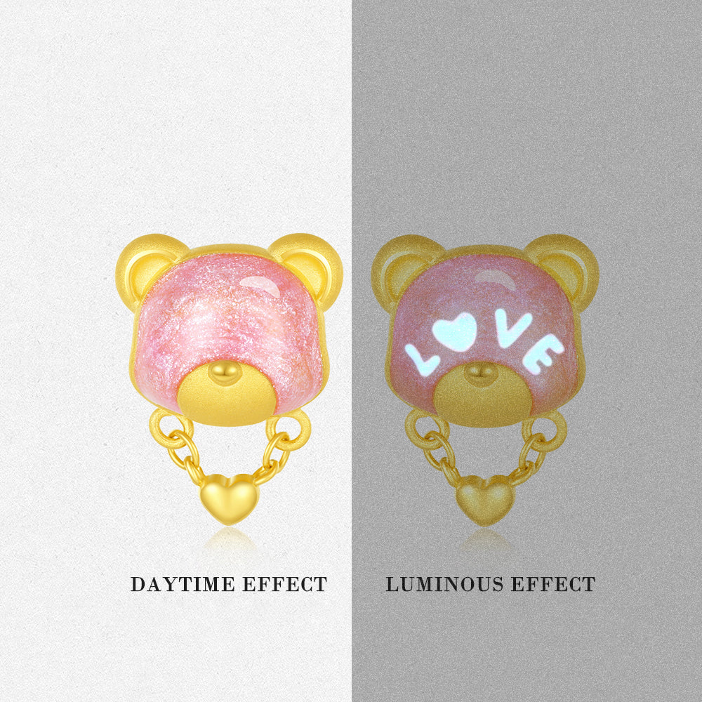 First Series 24K Gold Secret Words Luminous Enamel Sweet Bear Charm