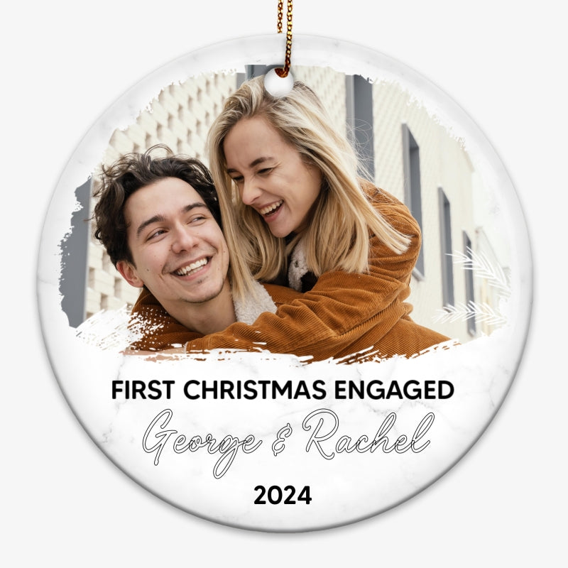 Custom Photo Our First Christmas Personalized Circle Ornament