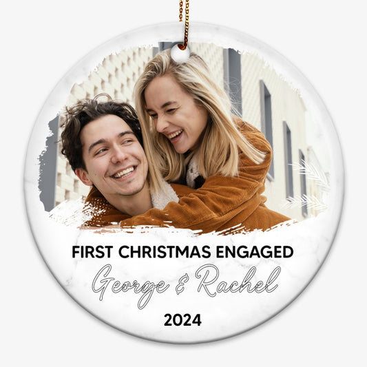 Custom Photo Our First Christmas Personalized Circle Ornament