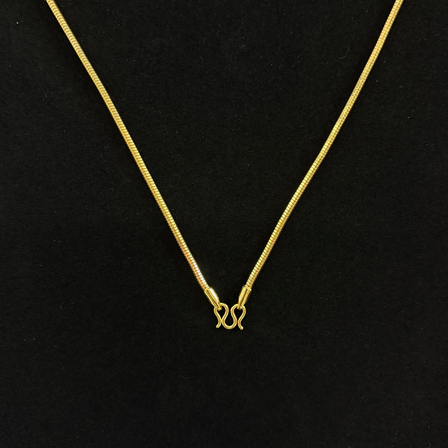 24K Gold Round Snake Bone Chain Basic Necklace