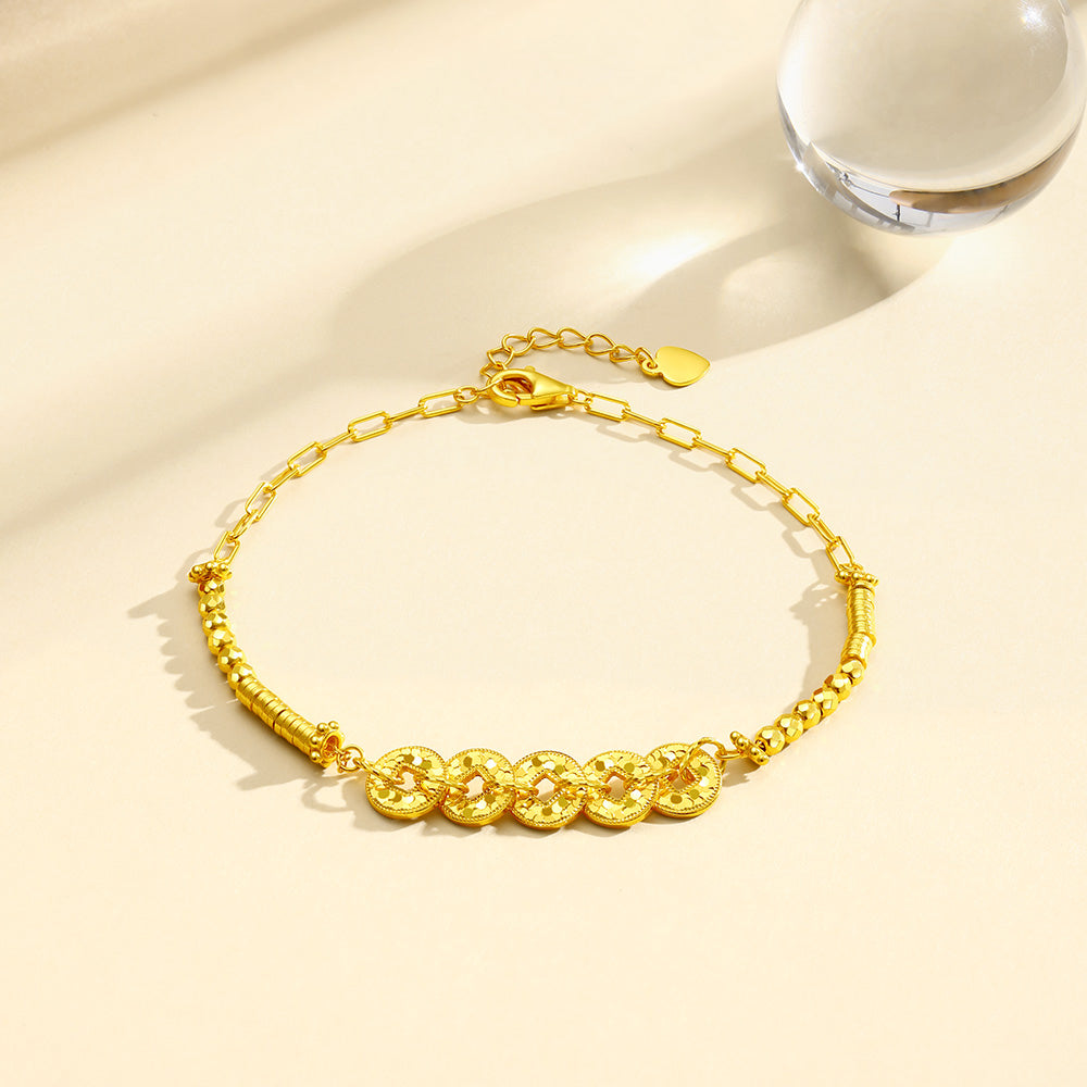 24K Gold Fortune Five Emperors Coins Bracelet