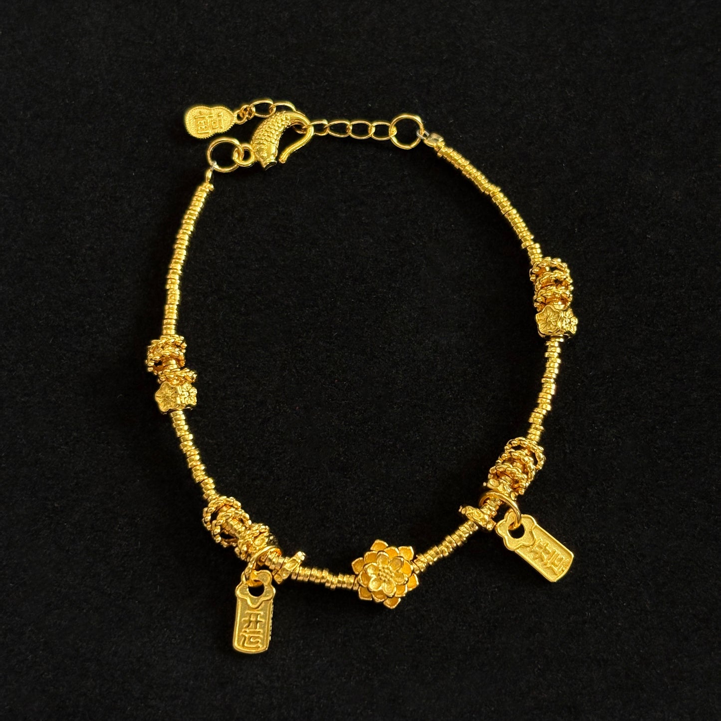 S925 Silver Good Luck Lotus Flower Bracelet