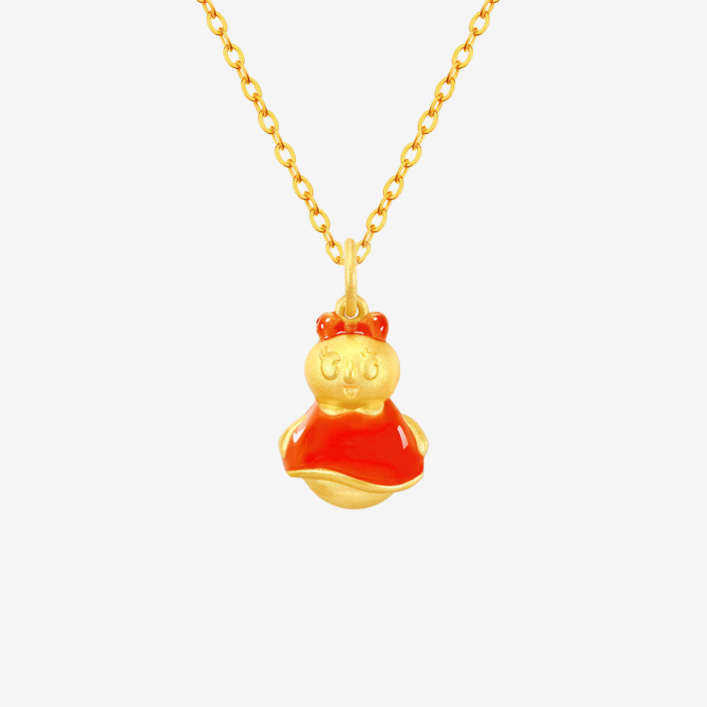 MIXUE Co-branded Series 24K Gold Temperature Color Change Enamel Snow King Pendant Charm