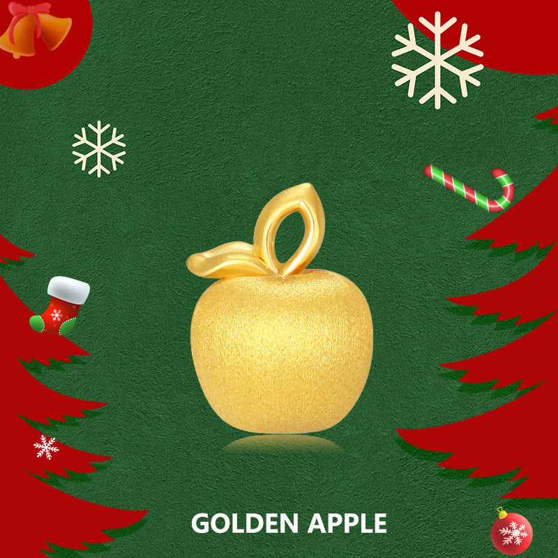 24K Gold Christmas Apple Necklace Pendant