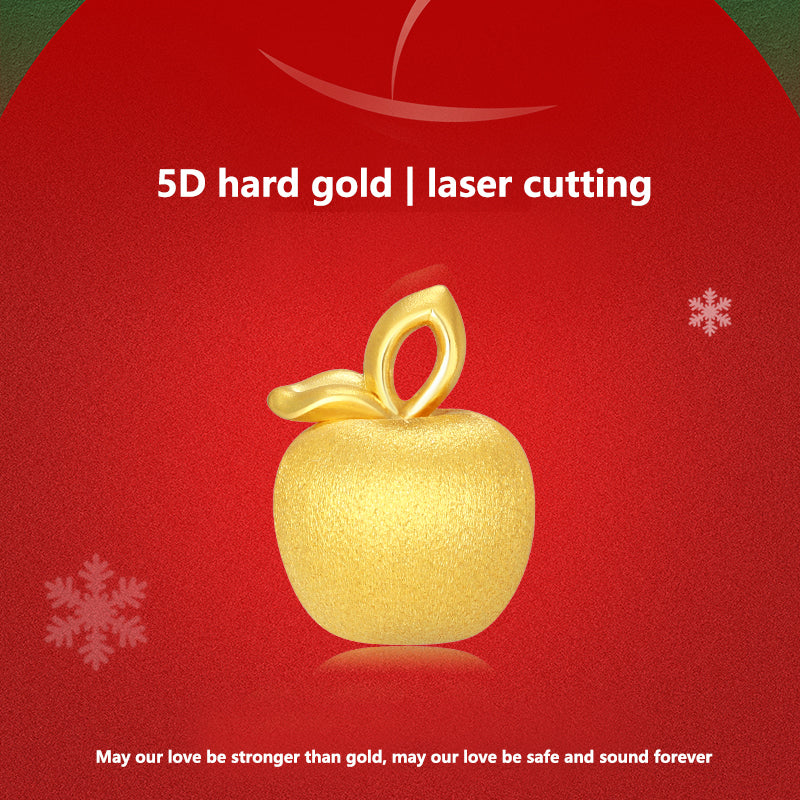 24K Gold Christmas Apple Necklace Pendant