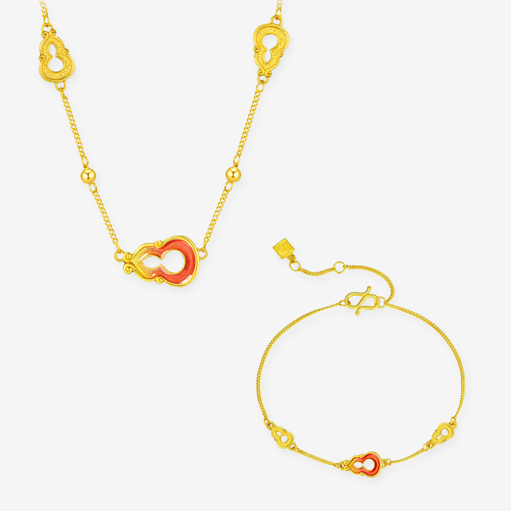 วัฒนธรรมจีน relics Series 24K Gold Flying gourd Bracelet