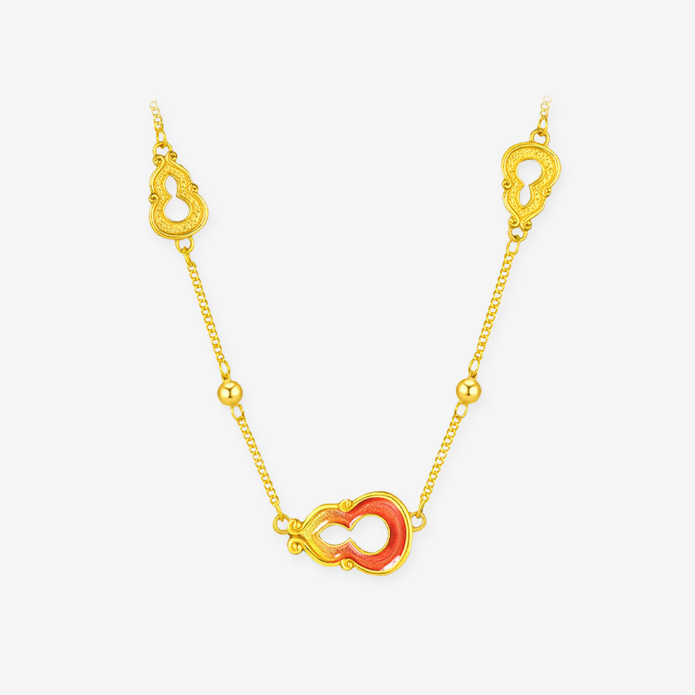 วัฒนธรรมจีน relics Series 24K Gold Flying gourd Bracelet