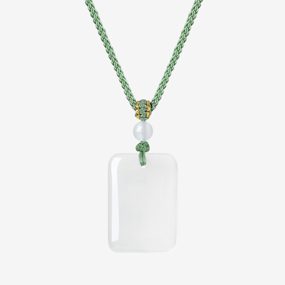 Chalcedony Peace Safety Tag Ruyi Lock Necklace