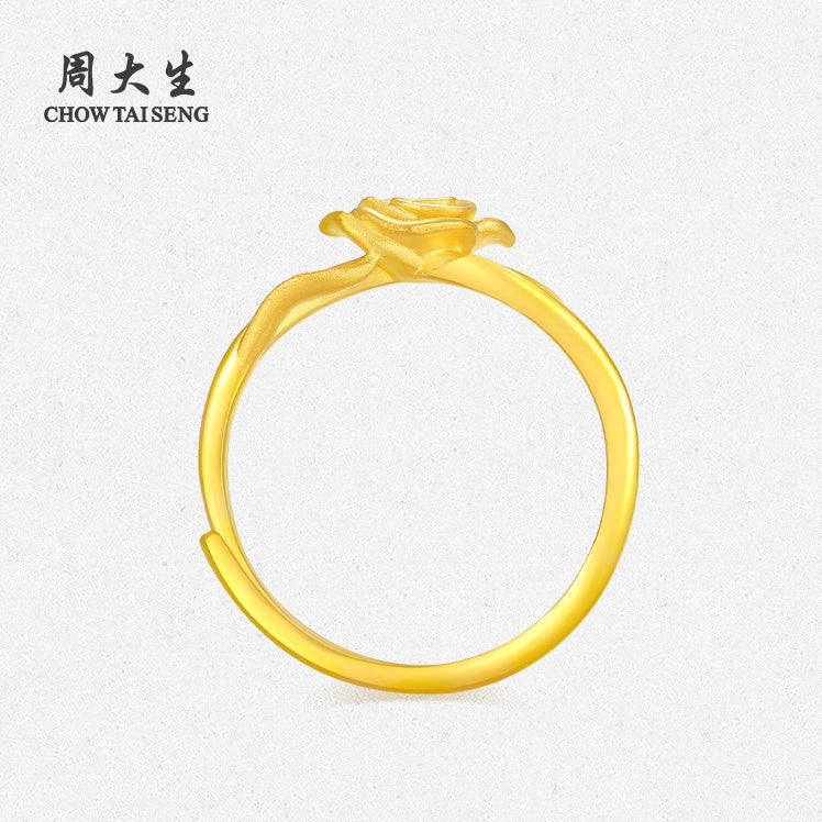 GOLDEN LIFE 24K Gold Romantic Rose Ring