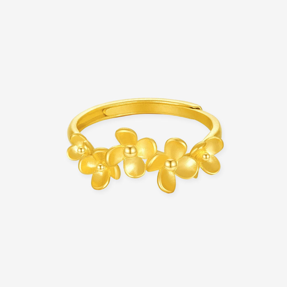 24K Gold Small Flowers Ring
