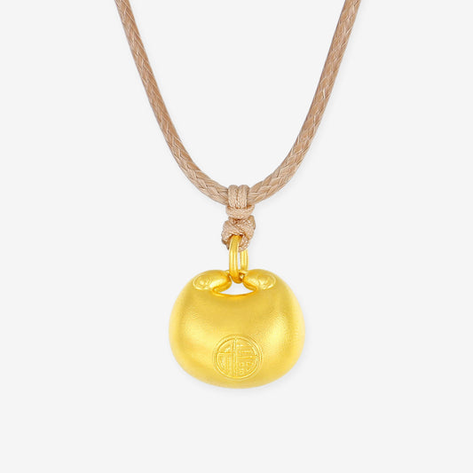 24K Gold full lucky PANG FU Money Bag Necklace