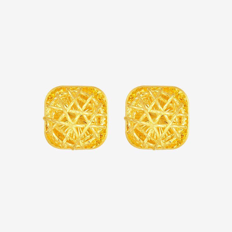 24K Gold Shining Sugar Cube Earrings