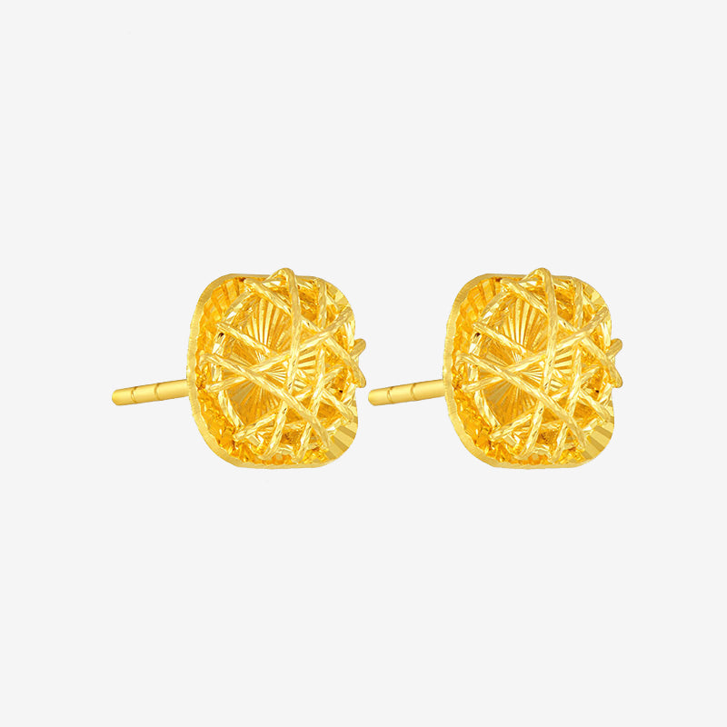 24K Gold Shining Sugar Cube Earrings