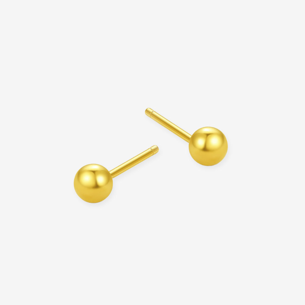 24K Gold Minimalist Ball Stud Earrings