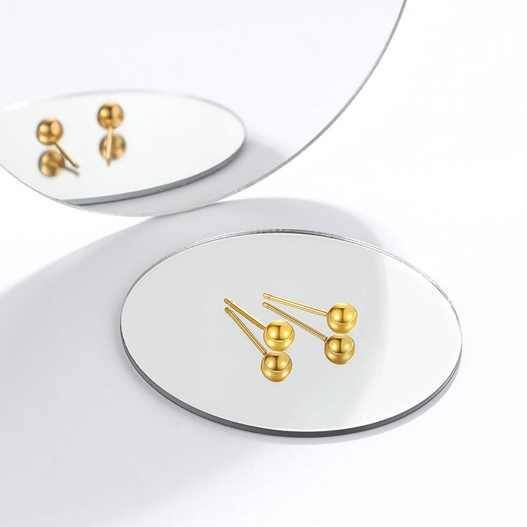 24K Gold Minimalist Ball Stud Earrings