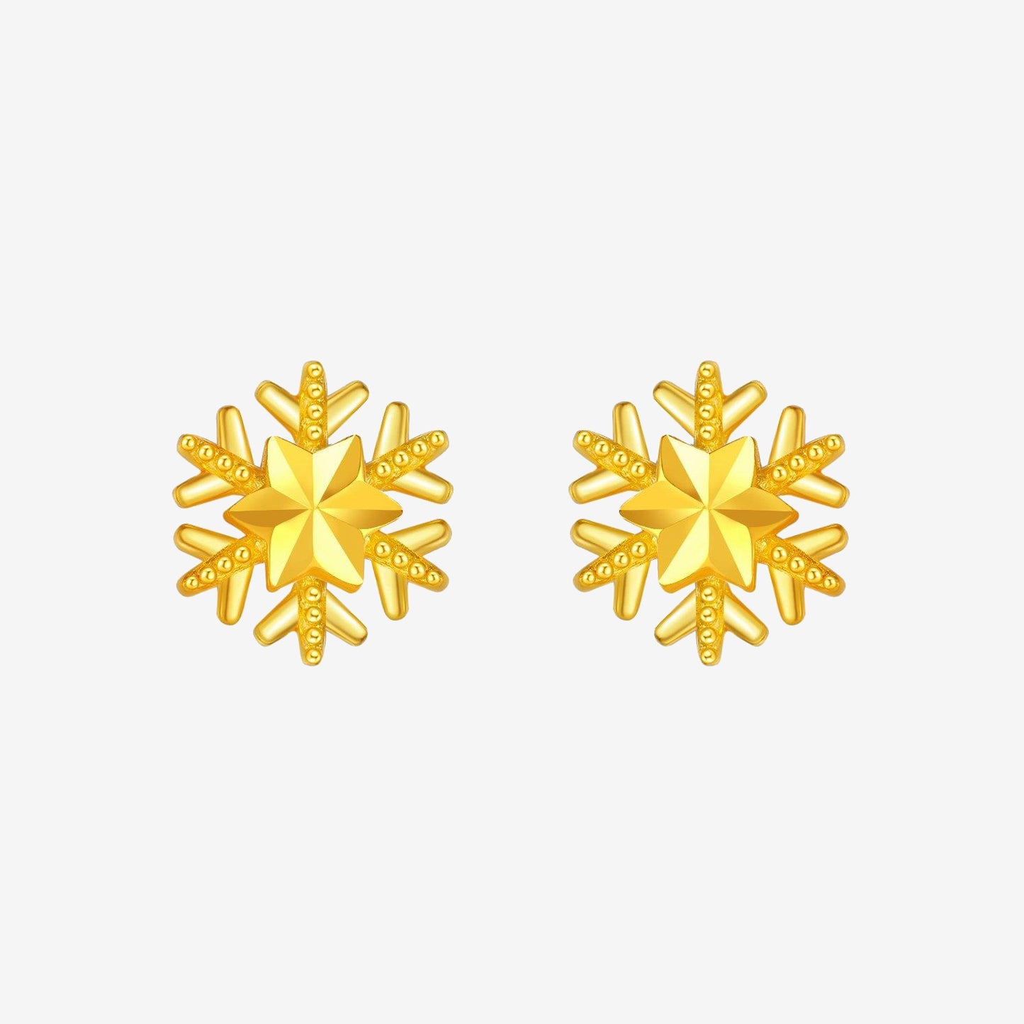 24K Gold Christmas Snowflake Pendant Earrings