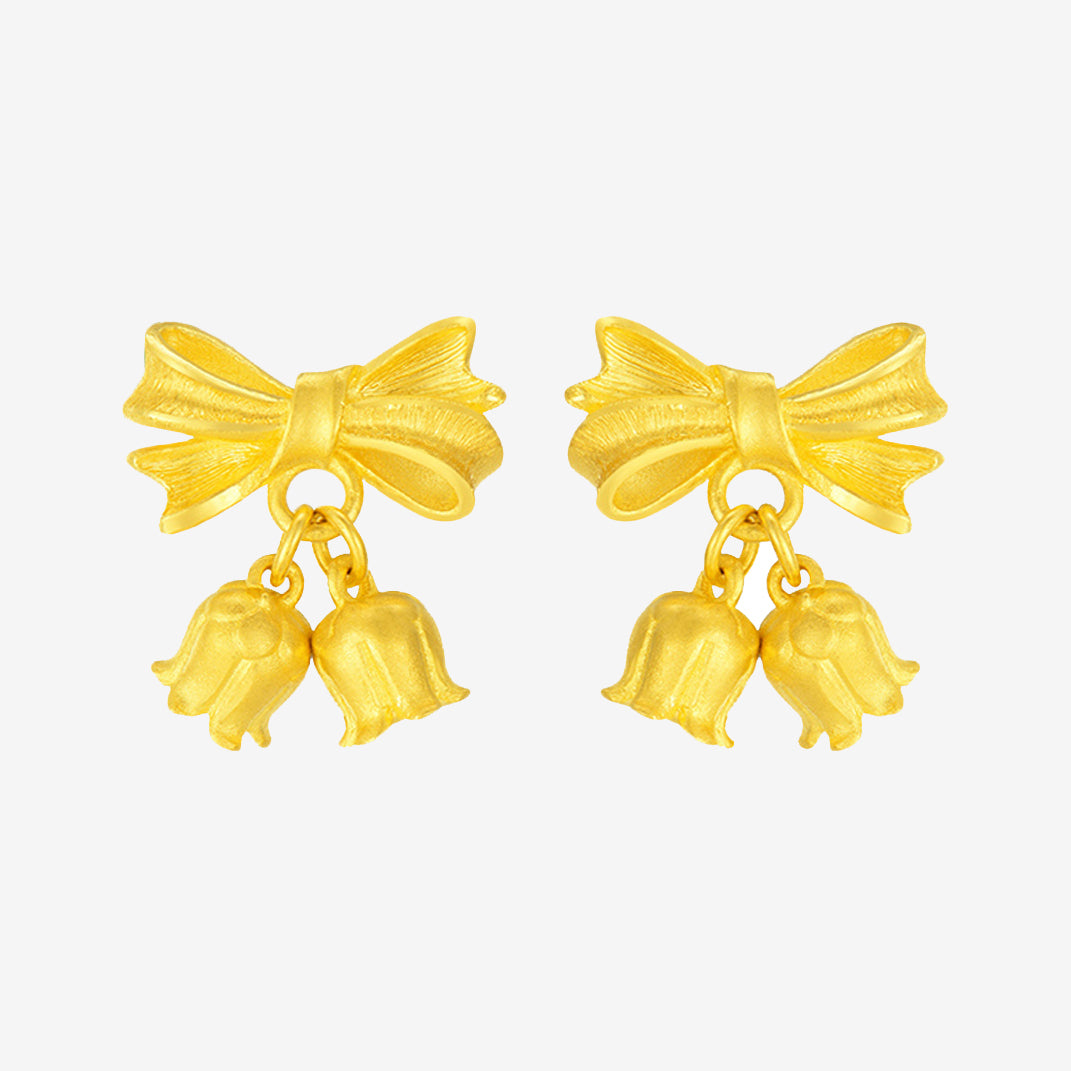 Happy Flower Wedding Series 24K Gold Bow Knot Lily of the Valley Flower Jewelry Set