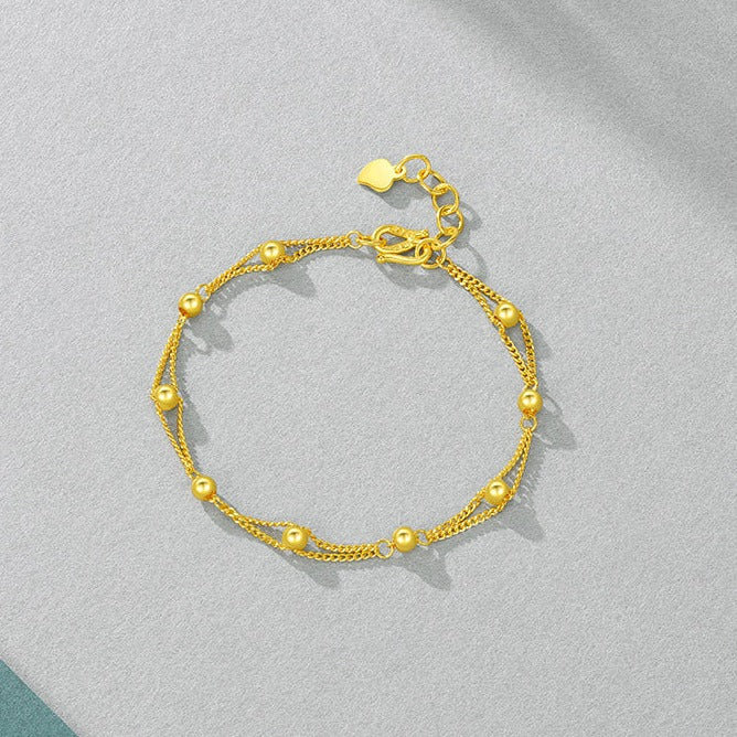 GOLDEN LIFE 24K Gold Beads Double Layer Bracelet