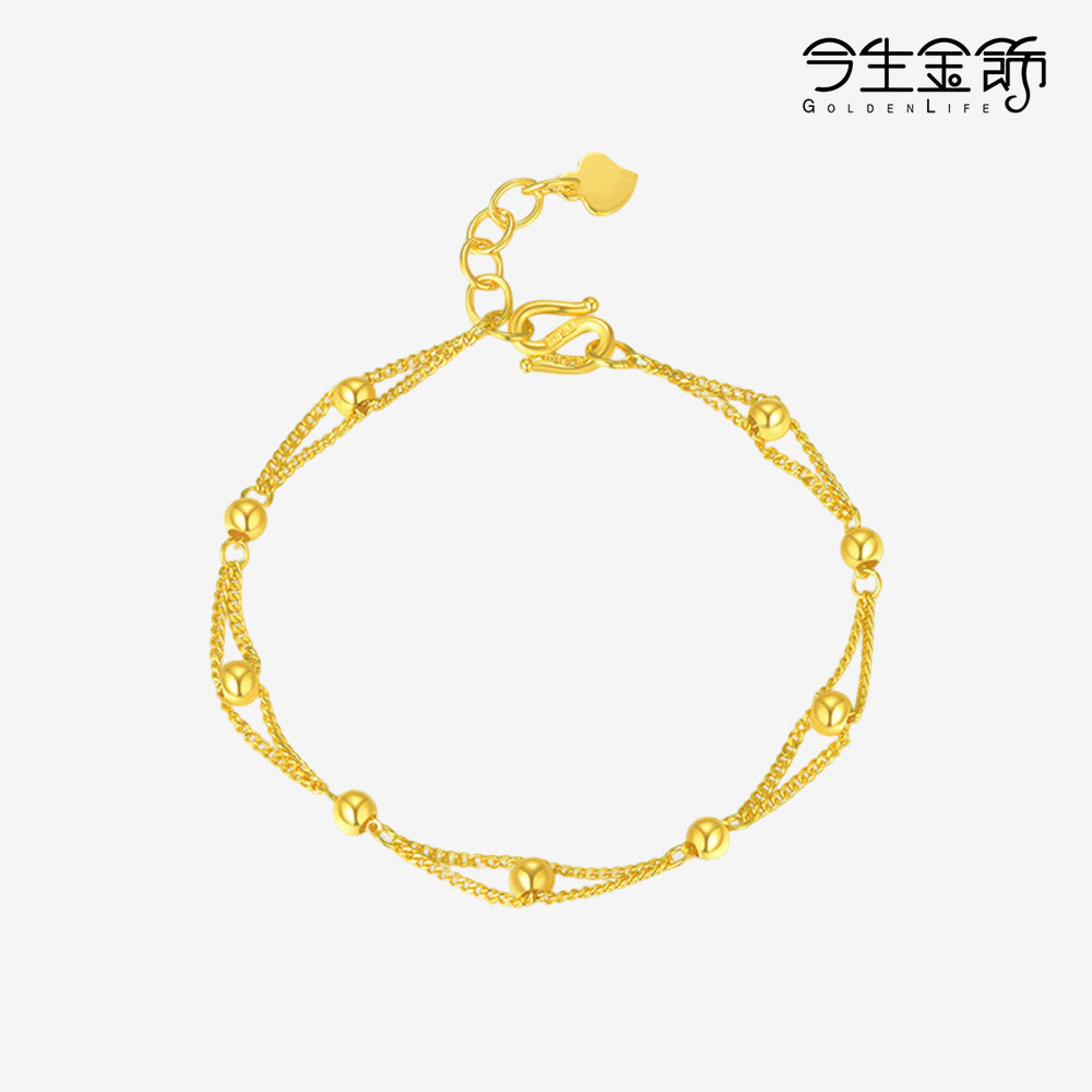 GOLDEN LIFE 24K Gold Beads Double Layer Bracelet