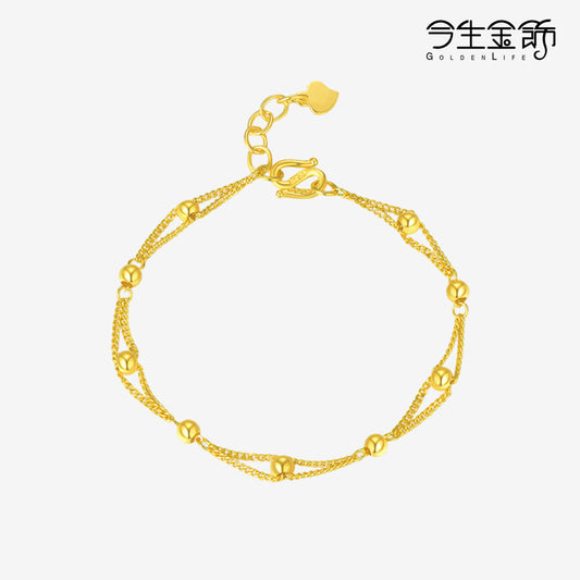 GOLDEN LIFE 24K Gold Beads Double Layer Bracelet