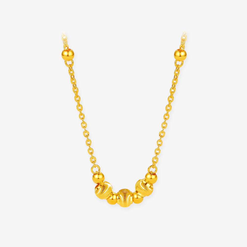 Vòng cổ hạt hiệu ứng mắt mèo vàng 24K