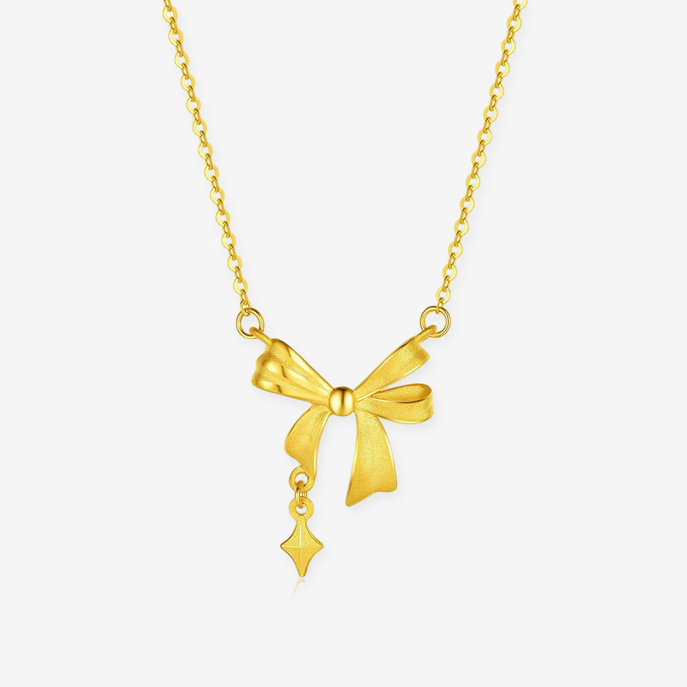 24K Gold Starburst Ribbon Necklace