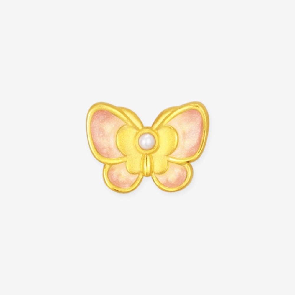Twenty-Four Solar Terms Series 24K Gold Pearl Butterfly Charm