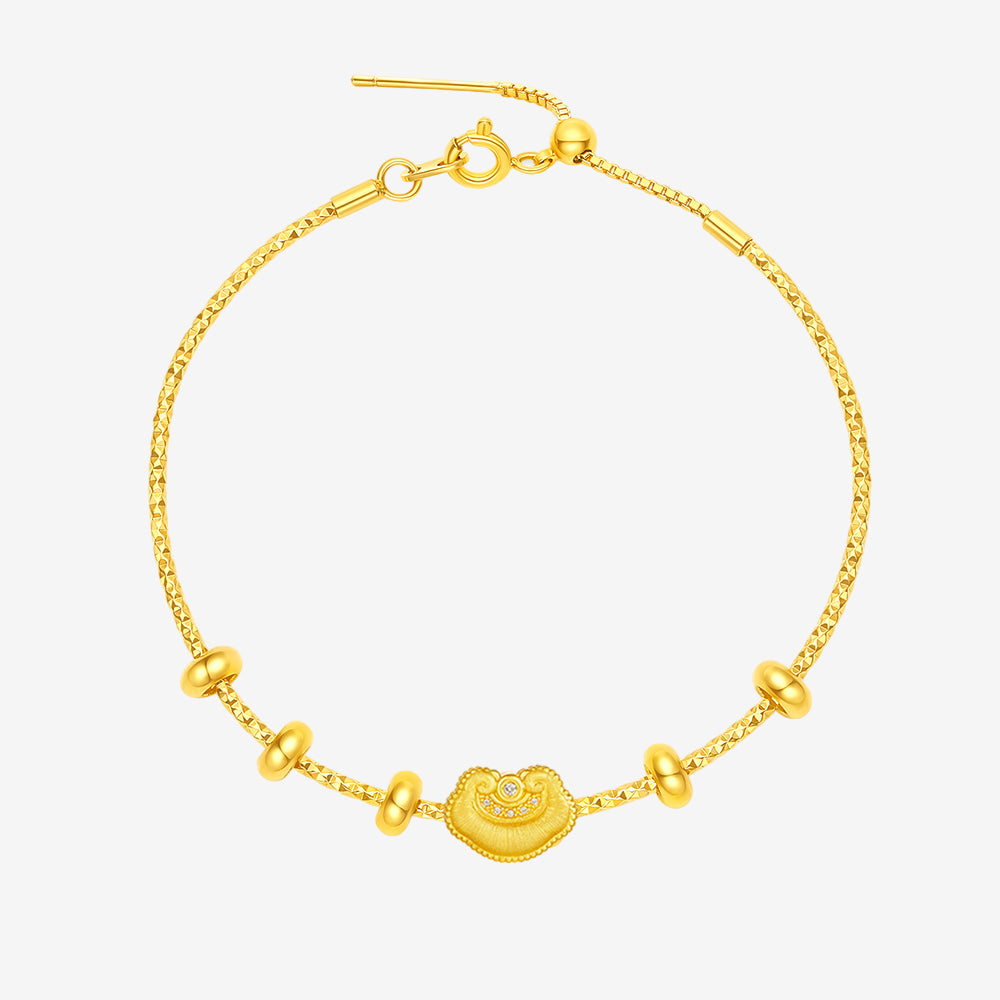 Chinese Cultural Relics Series 24K Gold Diamond Blessing Charm