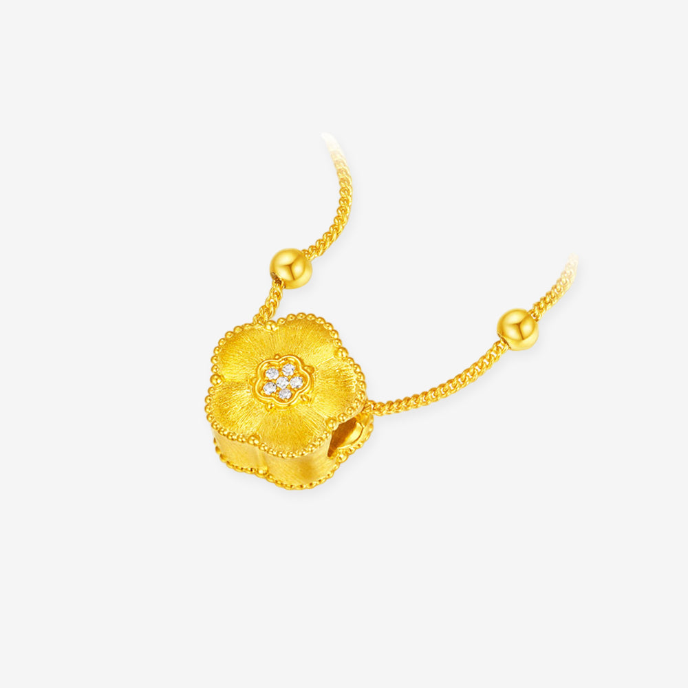 Twelve Gods of Flowers Series 24K Gold Diamond Lucky Flower Charm